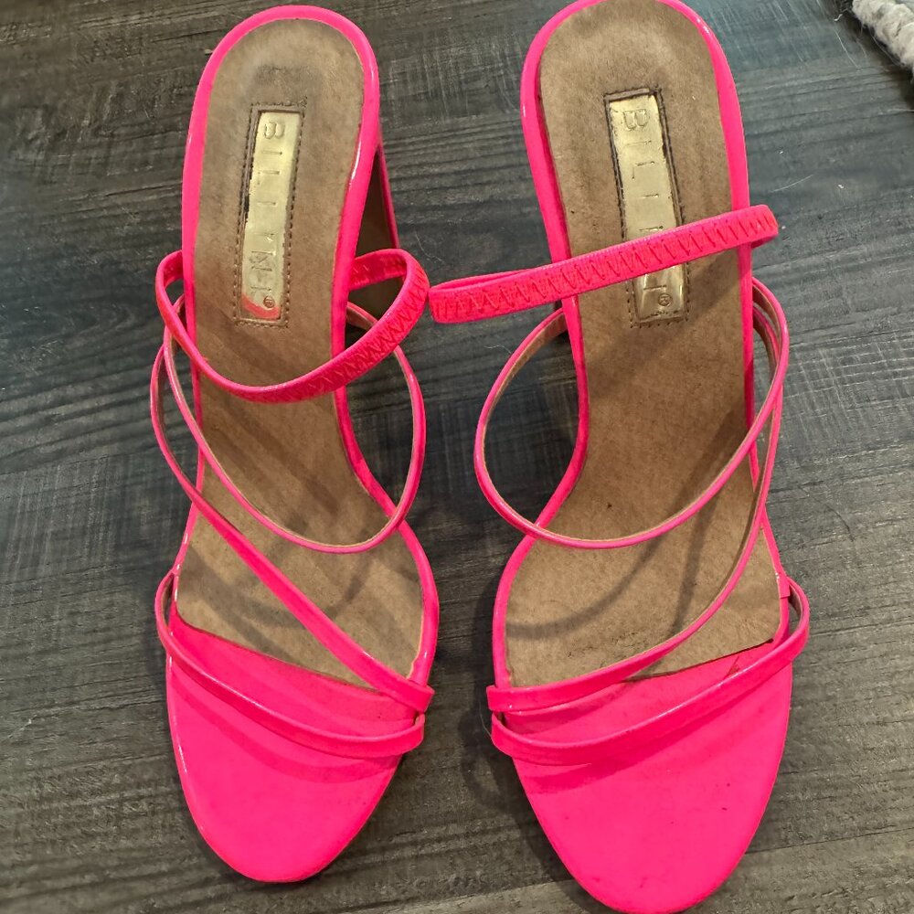 Billini Neon Pink Strappy Block-Heel Sandals